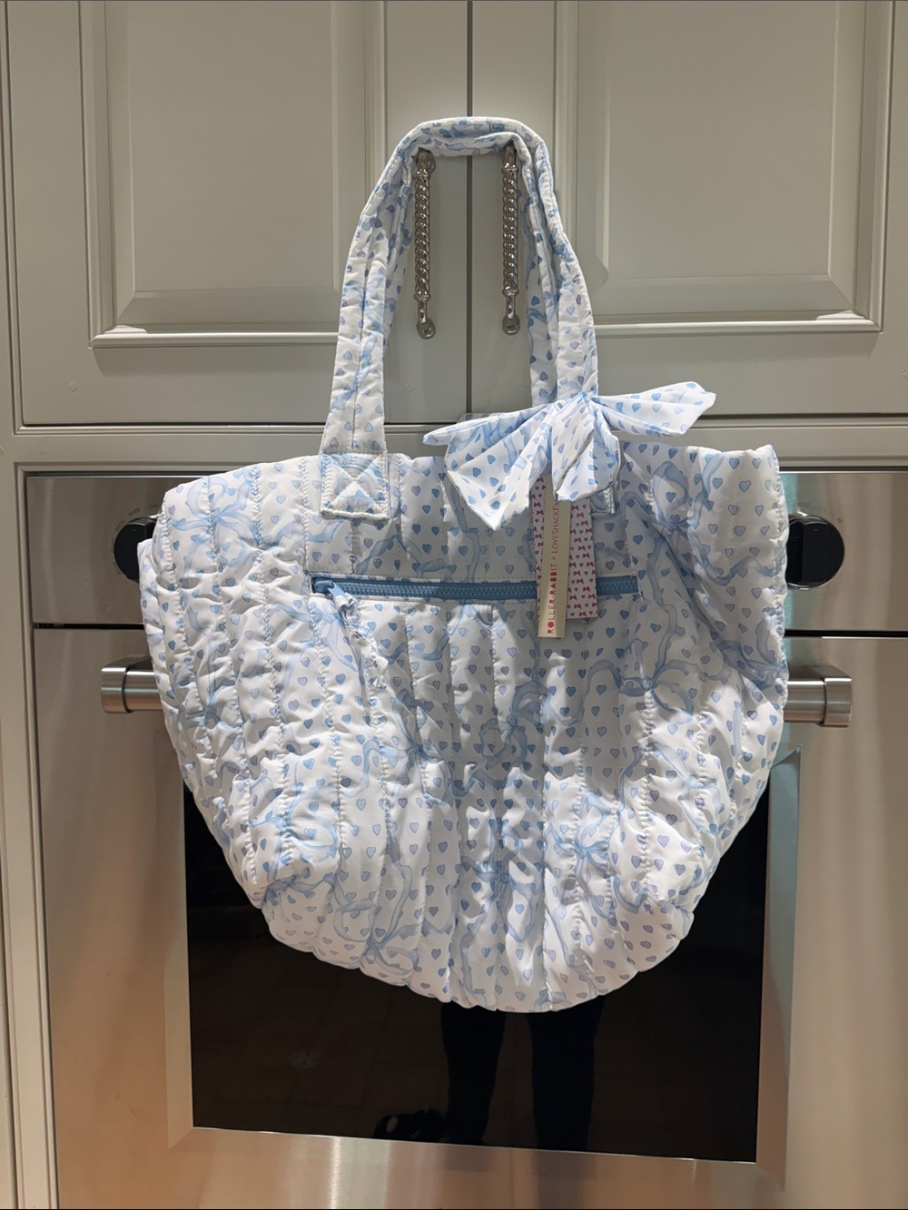 SOLD OUT! LoveShackFancy x Roller Rabbit Quilted Blue Tote Bag
